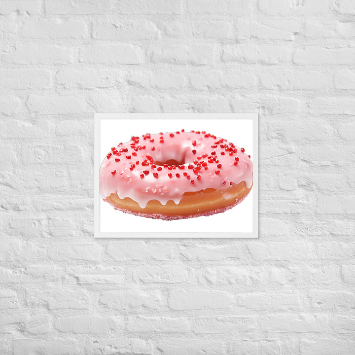 Strawberry Frosted Donut Framed poster 🤤 from Yumify.AI