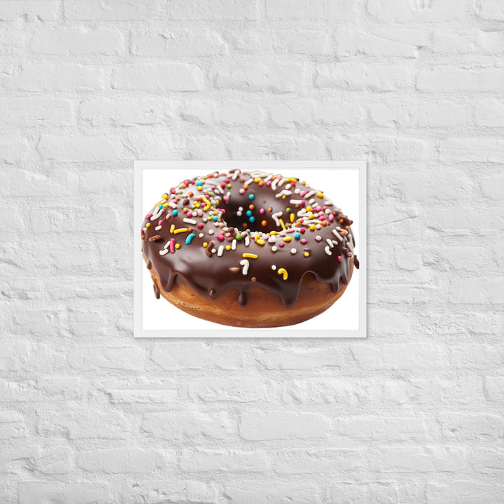 Sprinkled Chocolate Donut Framed poster 🤤 from Yumify.AI