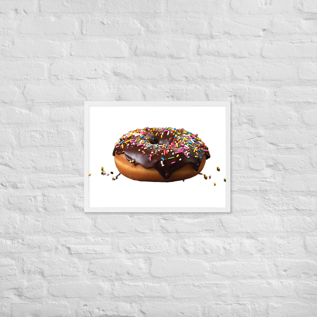 Sprinkled Chocolate Donut Framed poster 🤤 from Yumify.AI