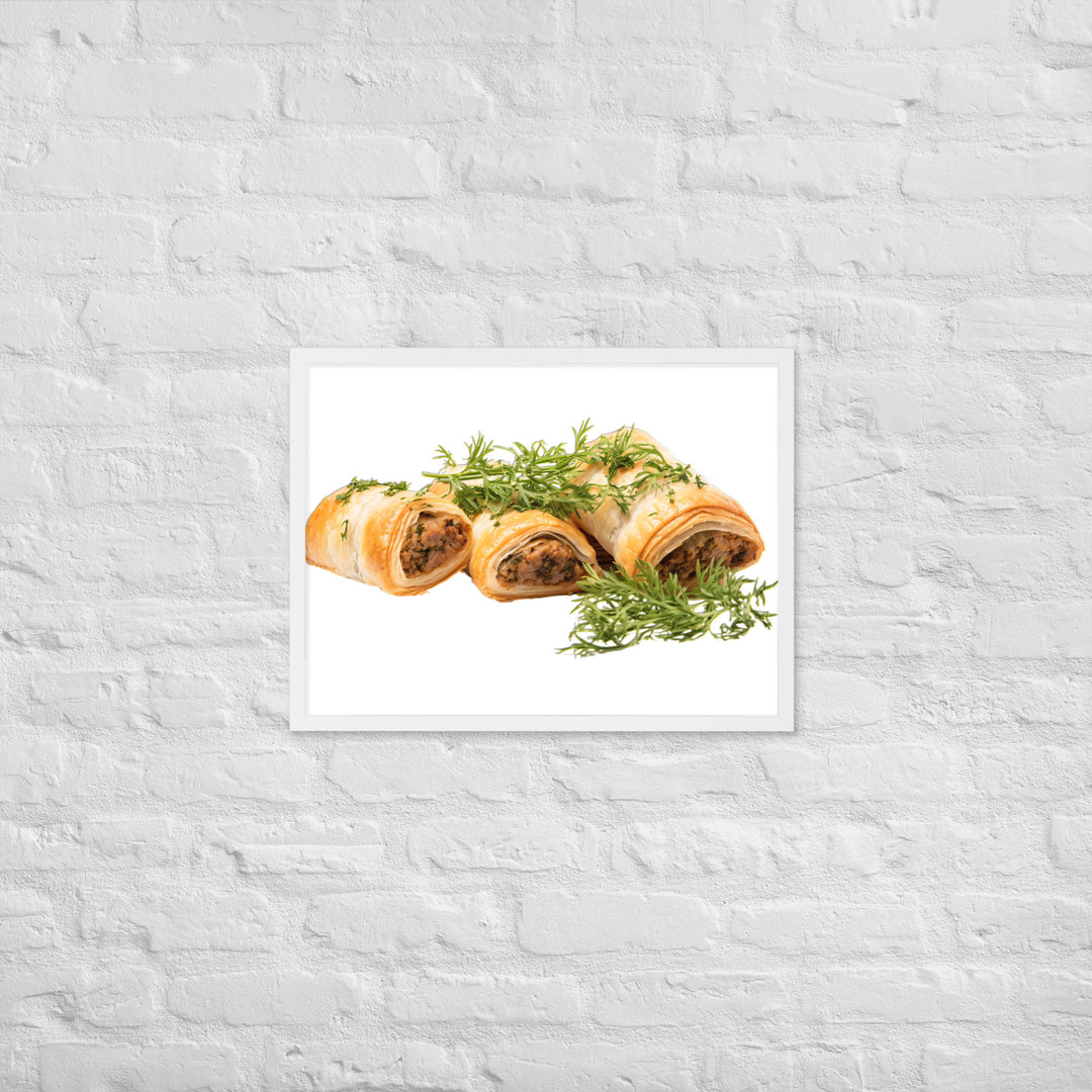 Vegan Sausage Rolls Showcase Framed poster 🤤 from Yumify.AI