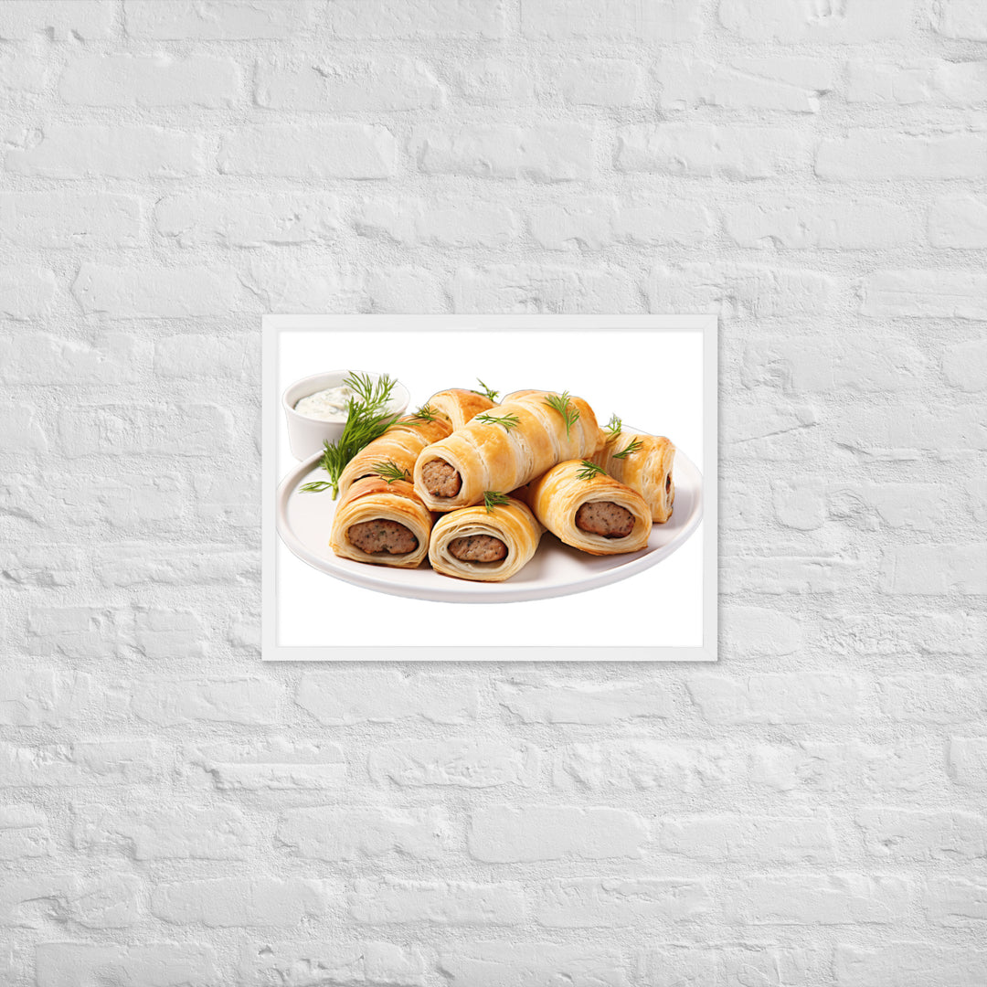 Vegan Sausage Rolls Showcase Framed poster 🤤 from Yumify.AI