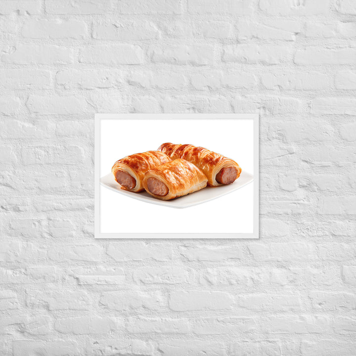 Flaky Golden Sausage Rolls Framed poster 🤤 from Yumify.AI