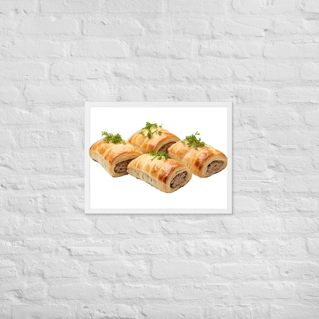 Gourmet Sausage Rolls Framed poster 🤤 from Yumify.AI