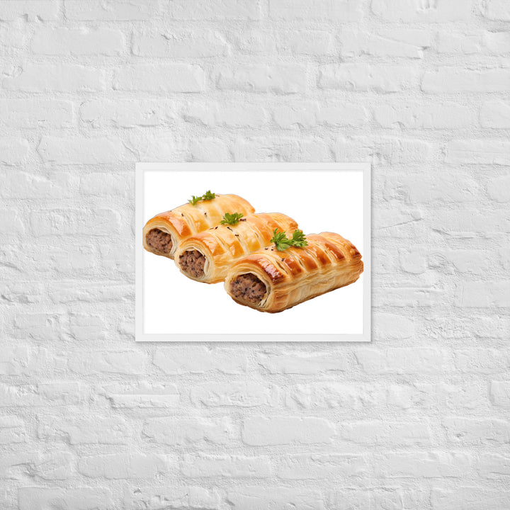 Gourmet Sausage Rolls Framed poster 🤤 from Yumify.AI