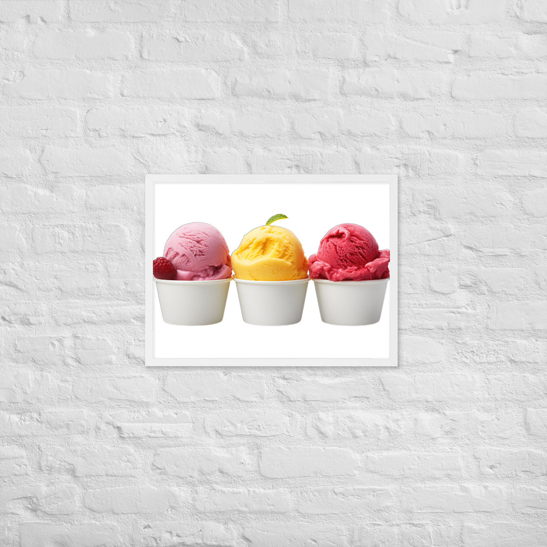 Trio of Sorbet Scoops Framed poster 🤤 from Yumify.AI