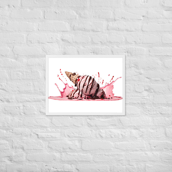 Chocolate Drizzle Over Strawberry Ice Cream Framed poster 🤤 from Yumify.AI