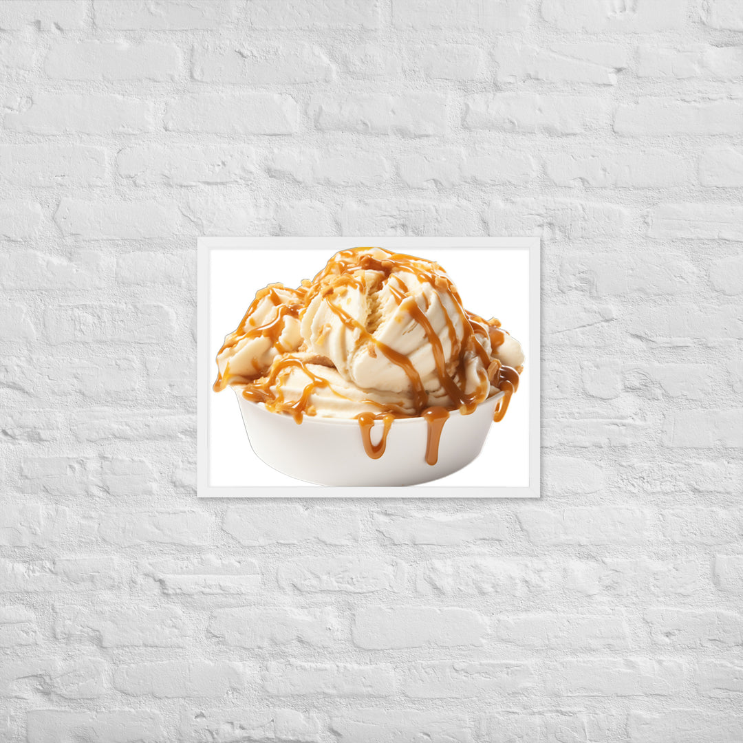 Caramel Swirls in Coffee Ice Cream Framed poster 🤤 from Yumify.AI