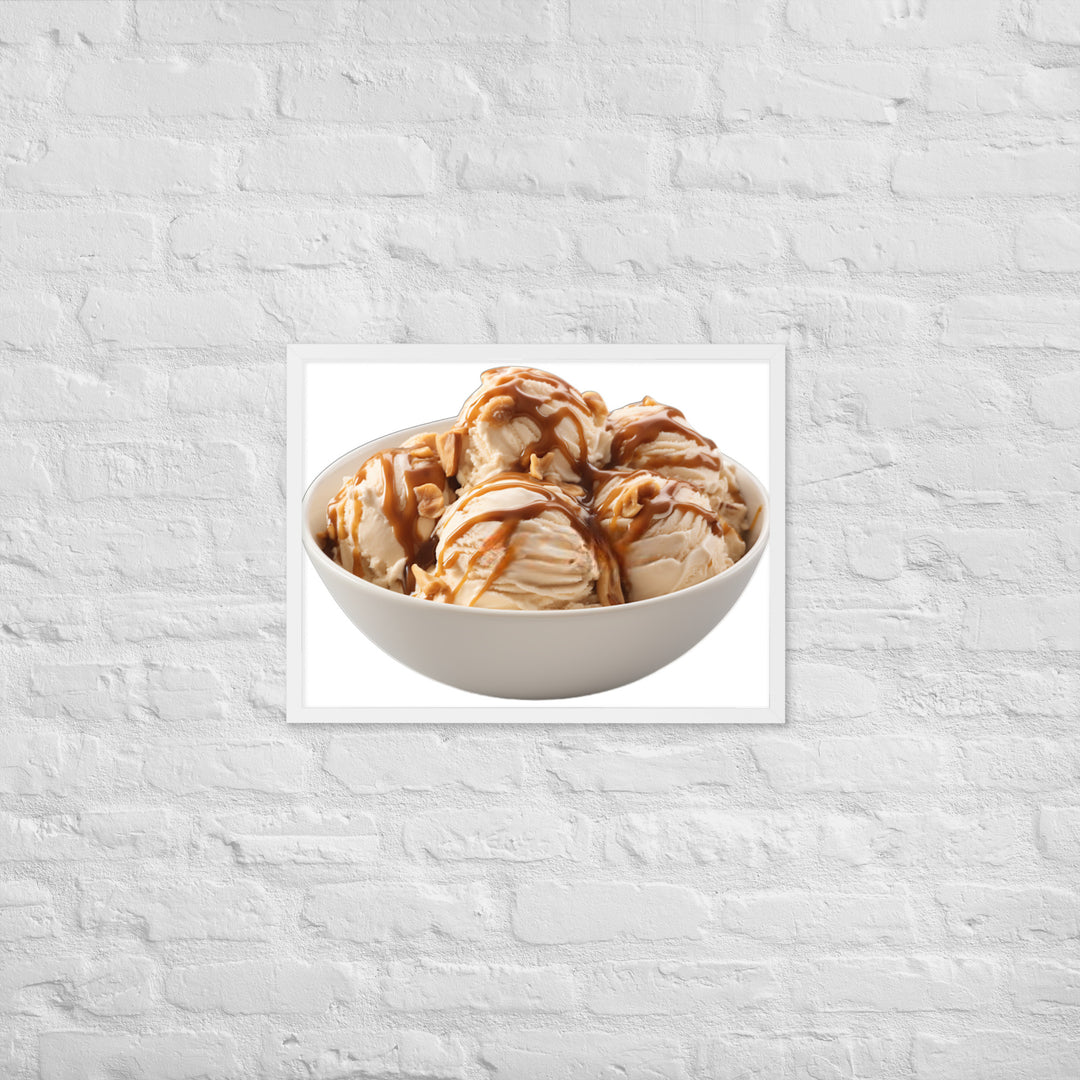 Caramel Swirls in Coffee Ice Cream Framed poster 🤤 from Yumify.AI