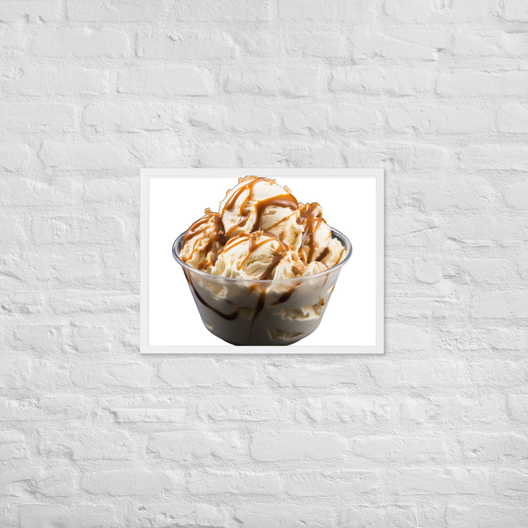 Caramel Swirls in Coffee Ice Cream Framed poster 🤤 from Yumify.AI