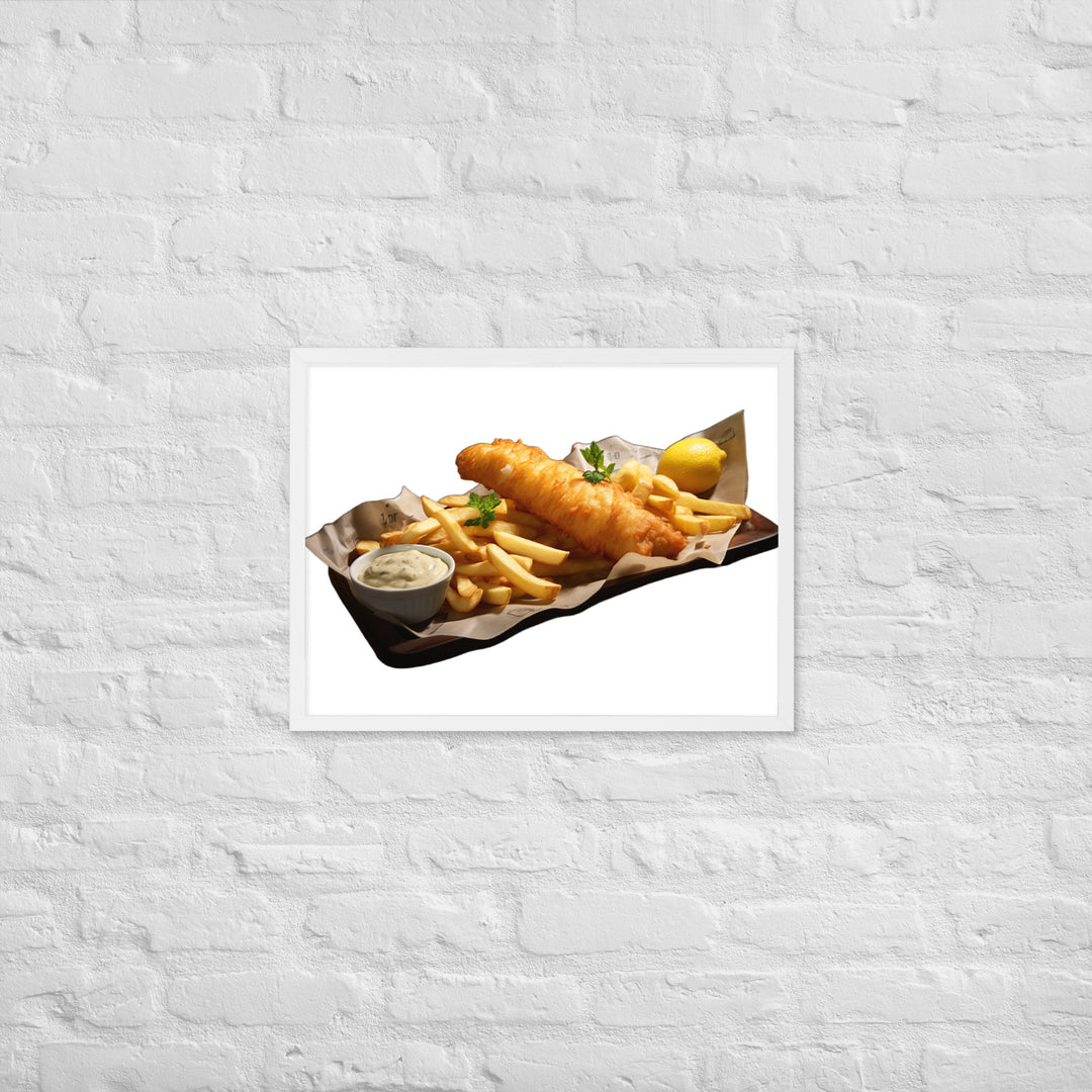 Classic Golden Fish and Chips Framed poster 🤤 from Yumify.AI