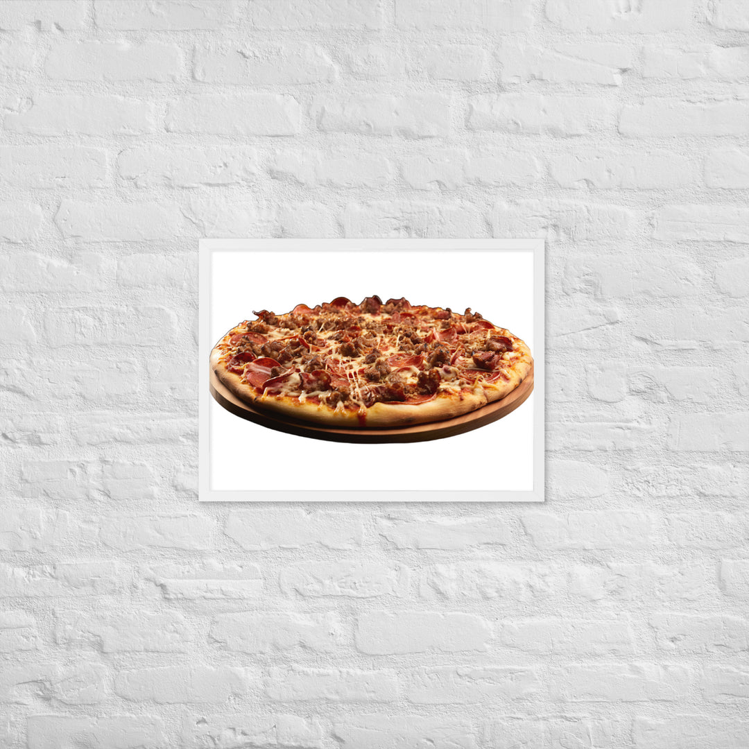 Meat Feast Pizza Framed poster 🤤 from Yumify.AI