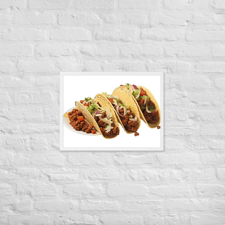 Spicy Chorizo Tacos Glow Framed poster 🤤 from Yumify.AI