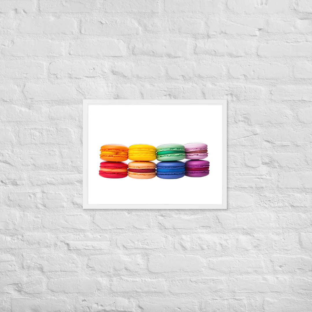 Rainbow Macarons Framed poster 🤤 from Yumify.AI