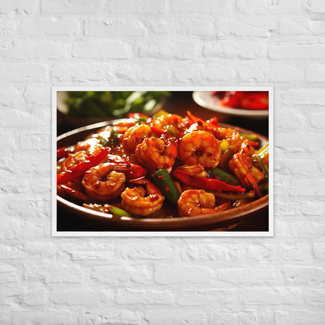 Szechuan Shrimp Framed poster 🤤 from Yumify.AI