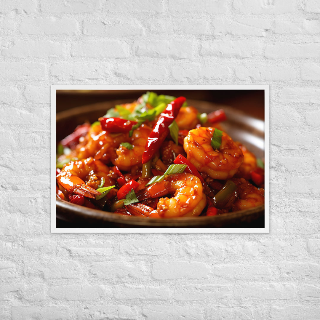 Szechuan Shrimp Framed poster 🤤 from Yumify.AI