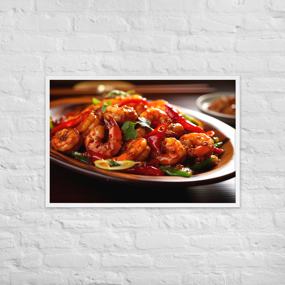 Szechuan Shrimp Framed poster 🤤 from Yumify.AI