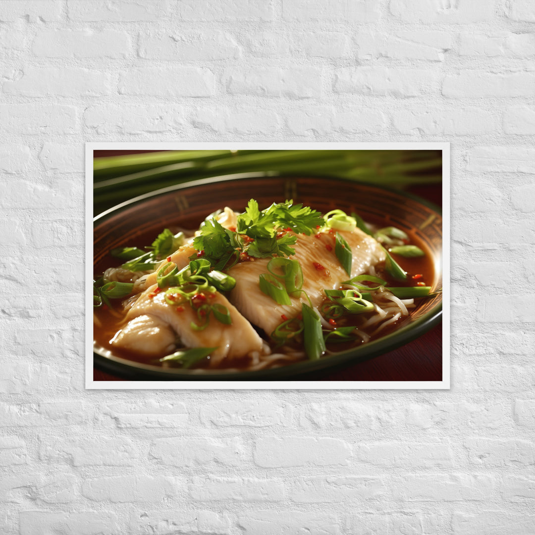 Steamed Fish with Ginger and Scallions Framed poster 🤤 from Yumify.AI