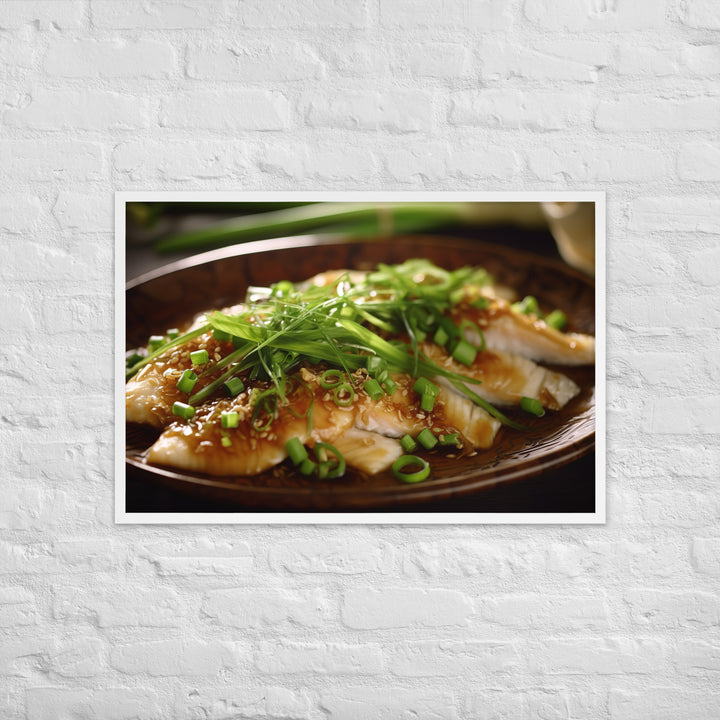 Steamed Fish with Ginger and Scallions Framed poster 🤤 from Yumify.AI