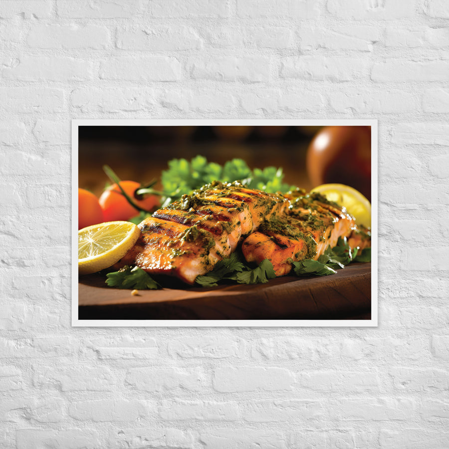 Chermoula Marinated Grilled Fish Framed poster 🤤 from Yumify.AI