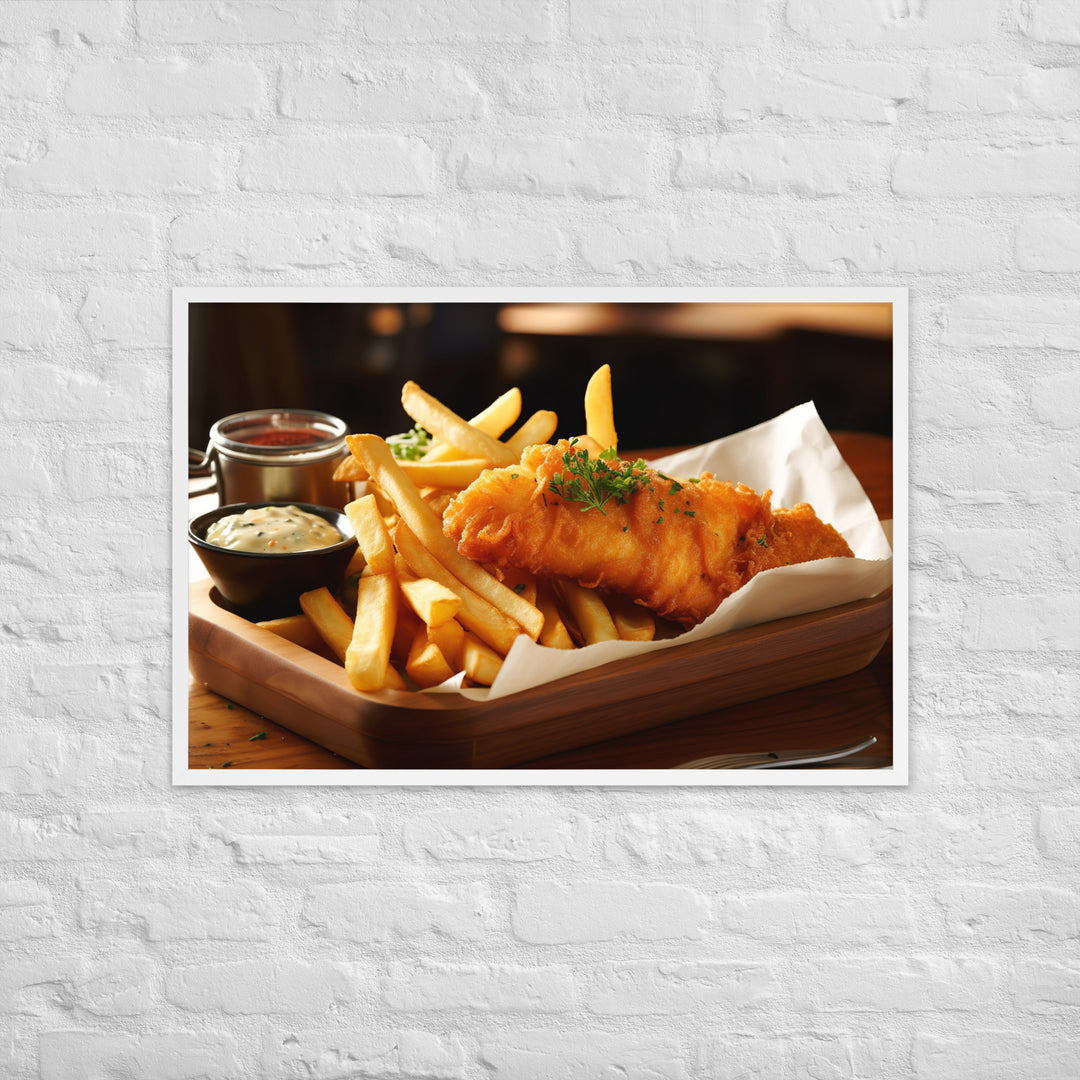 Barramundi Fish and Chips Framed poster 🤤 from Yumify.AI