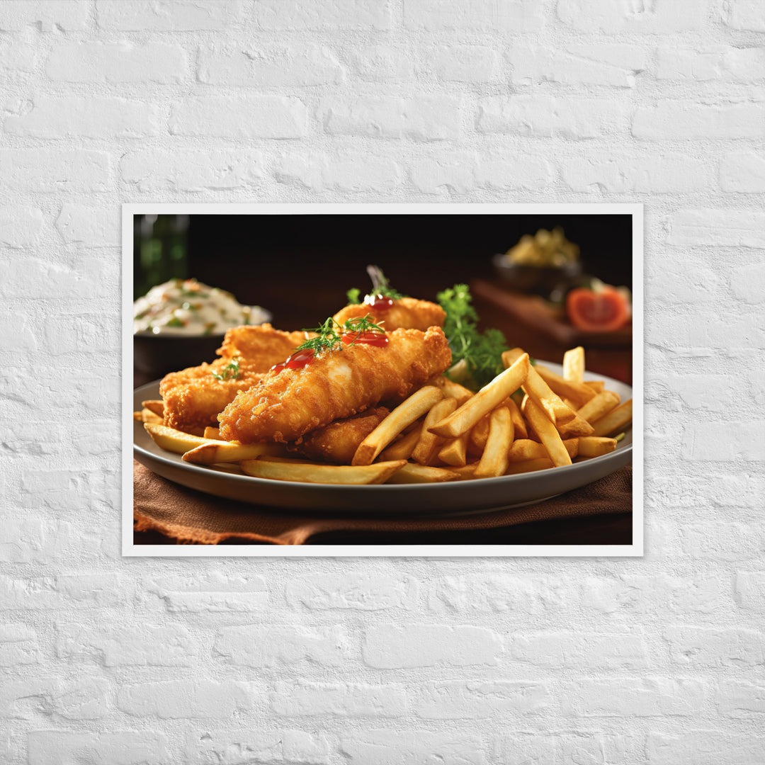 Barramundi Fish and Chips Framed poster 🤤 from Yumify.AI