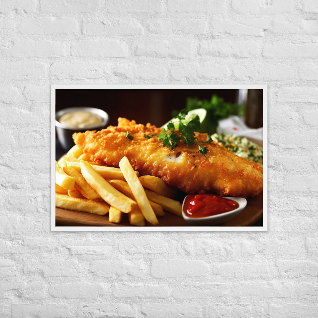 Barramundi Fish and Chips Framed poster 🤤 from Yumify.AI