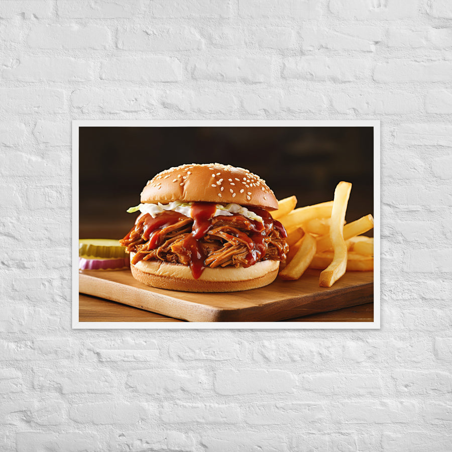 BBQ Pulled Pork Sandwich Framed poster 🤤 from Yumify.AI