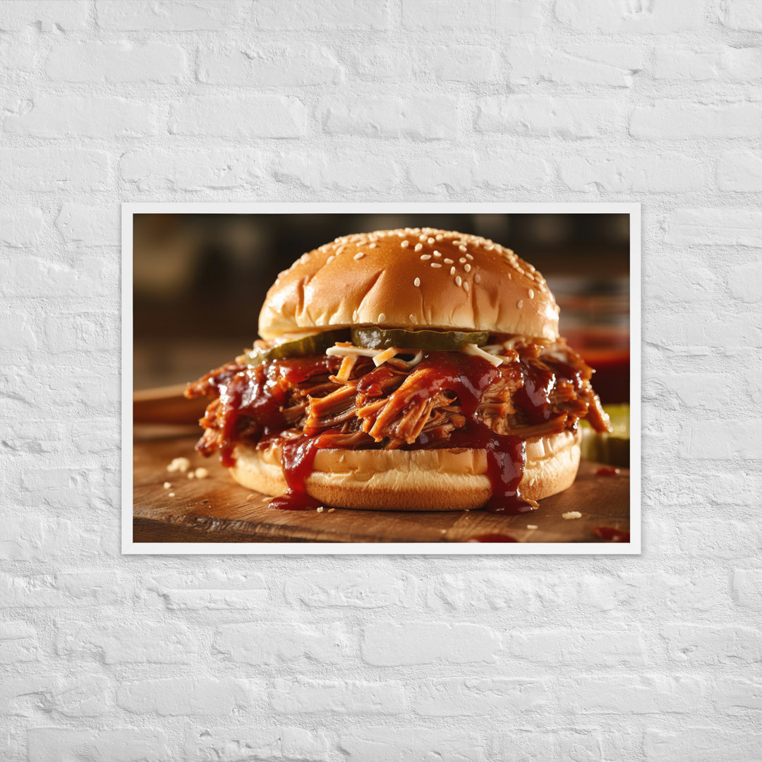 BBQ Pulled Pork Sandwich Framed poster 🤤 from Yumify.AI