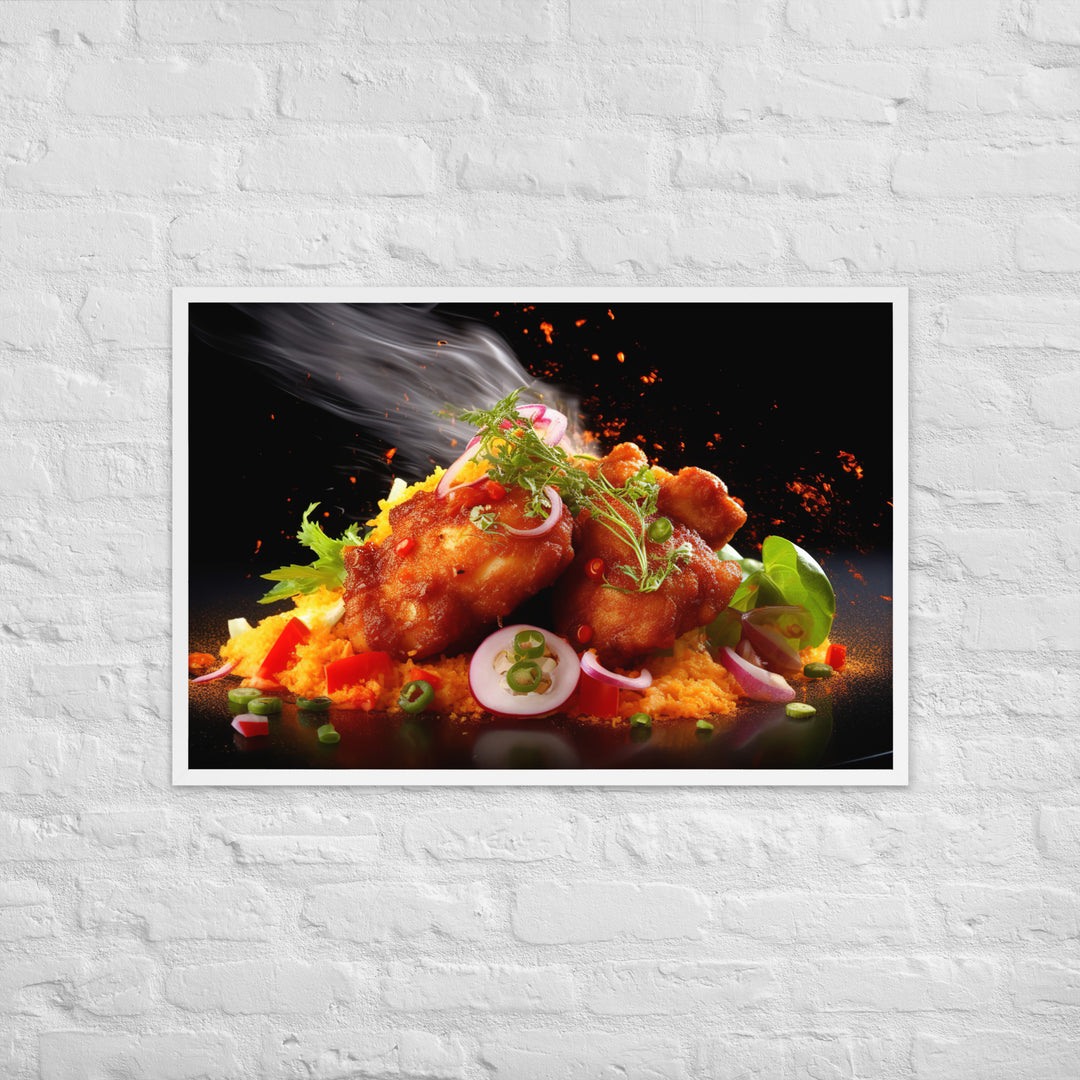 Spicy Fried Chicken Framed poster 🤤 from Yumify.AI