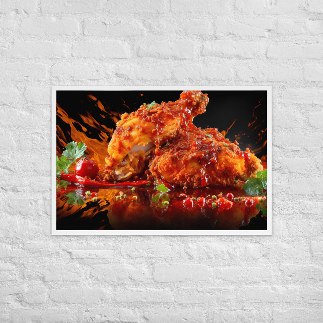 Spicy Fried Chicken Framed poster 🤤 from Yumify.AI