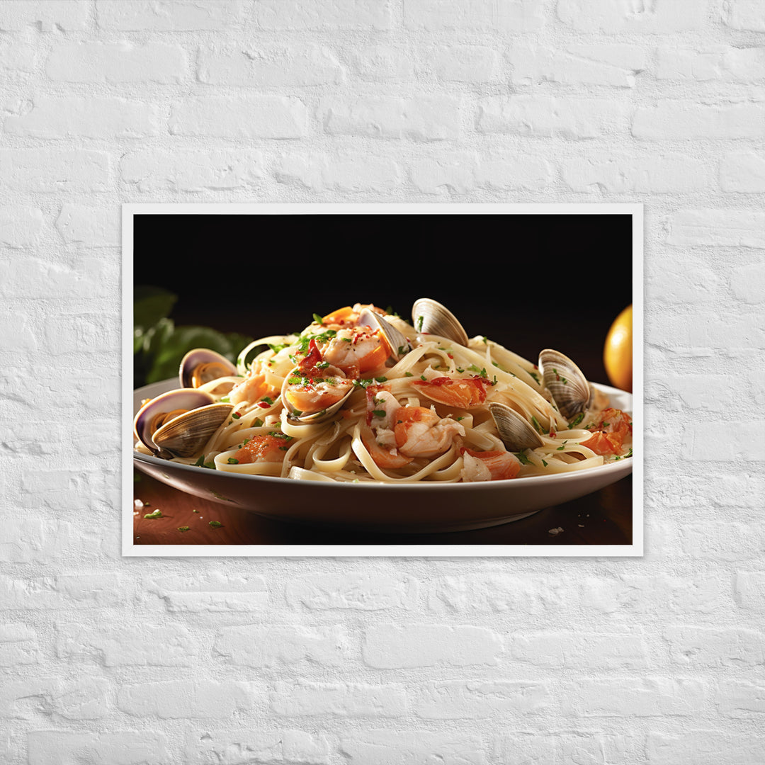 Linguine with Clam Sauce Framed poster 🤤 from Yumify.AI