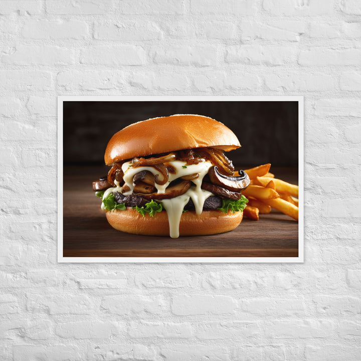 Mushroom Swiss Burger Framed poster 🤤 from Yumify.AI