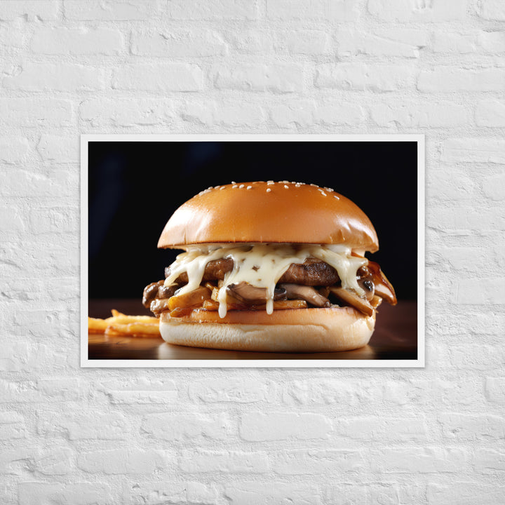 Mushroom Swiss Burger Framed poster 🤤 from Yumify.AI