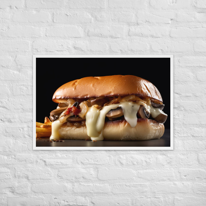 Mushroom Swiss Burger Framed poster 🤤 from Yumify.AI