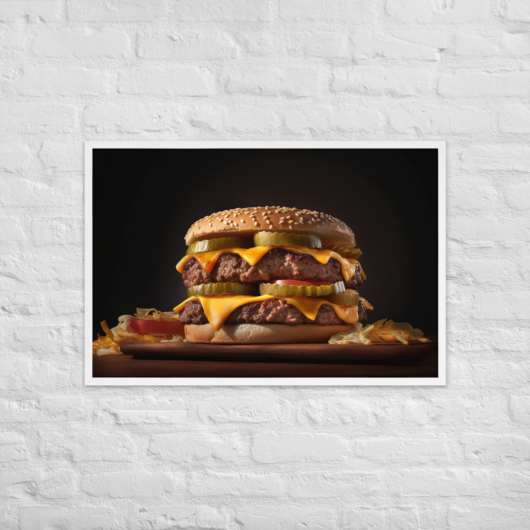 Double Cheese burger Framed poster 🤤 from Yumify.AI