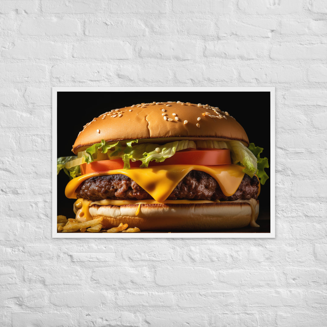 Cheese burger Framed poster 🤤 from Yumify.AI