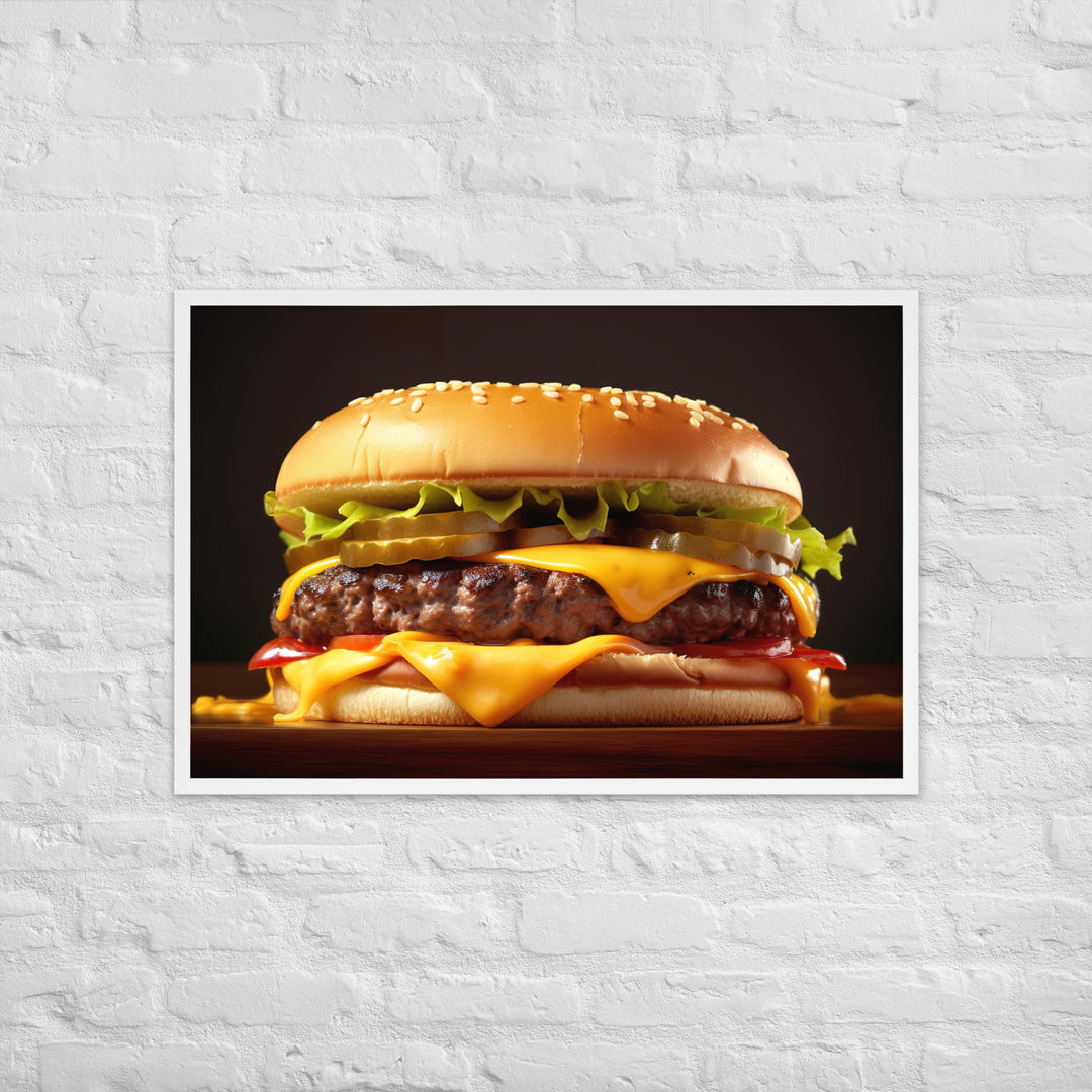 Cheese burger Framed poster 🤤 from Yumify.AI