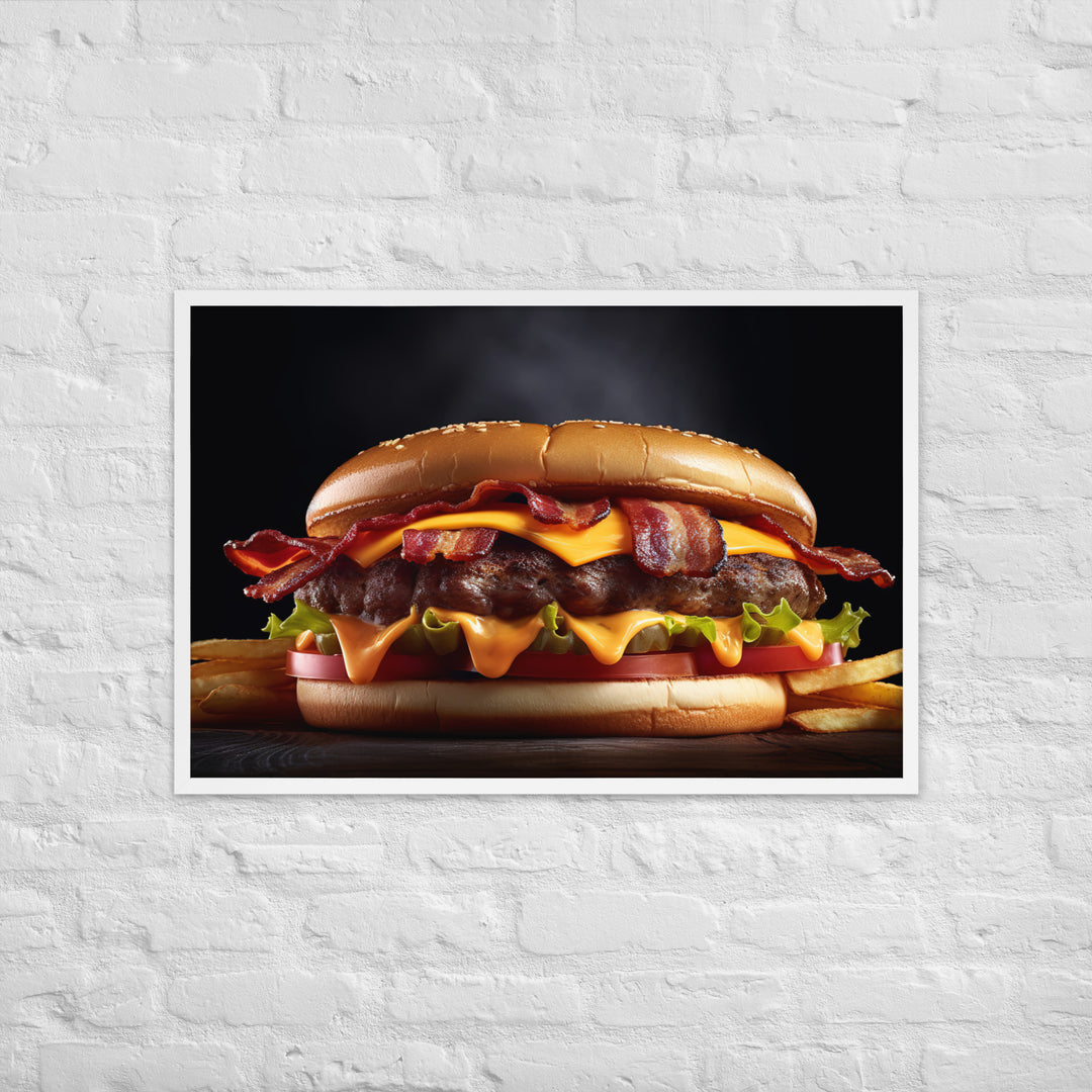 Bacon Cheese burger Framed poster 🤤 from Yumify.AI