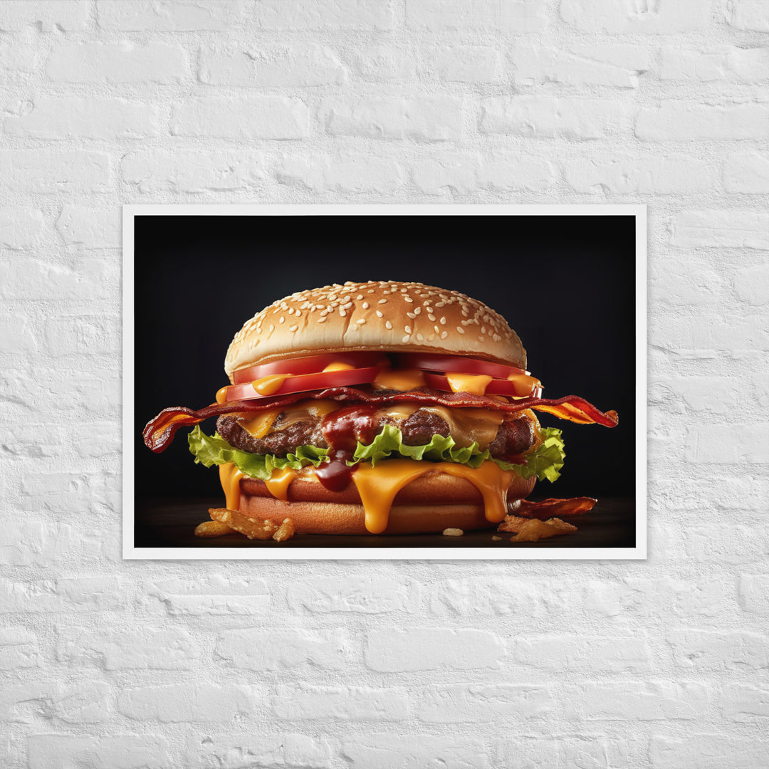 Bacon Cheese burger Framed poster 🤤 from Yumify.AI