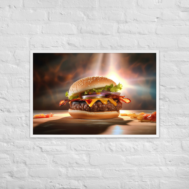 Bacon Cheese burger Framed poster 🤤 from Yumify.AI