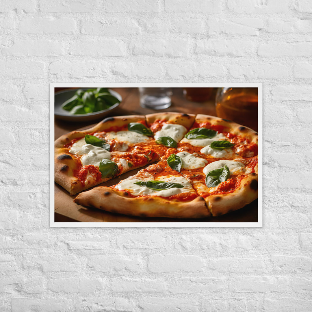 Margherita with Buffalo Mozzarella Pizza Framed poster 🤤 from Yumify.AI