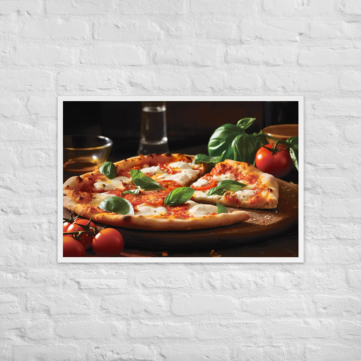 Margherita with Buffalo Mozzarella Pizza Framed poster 🤤 from Yumify.AI