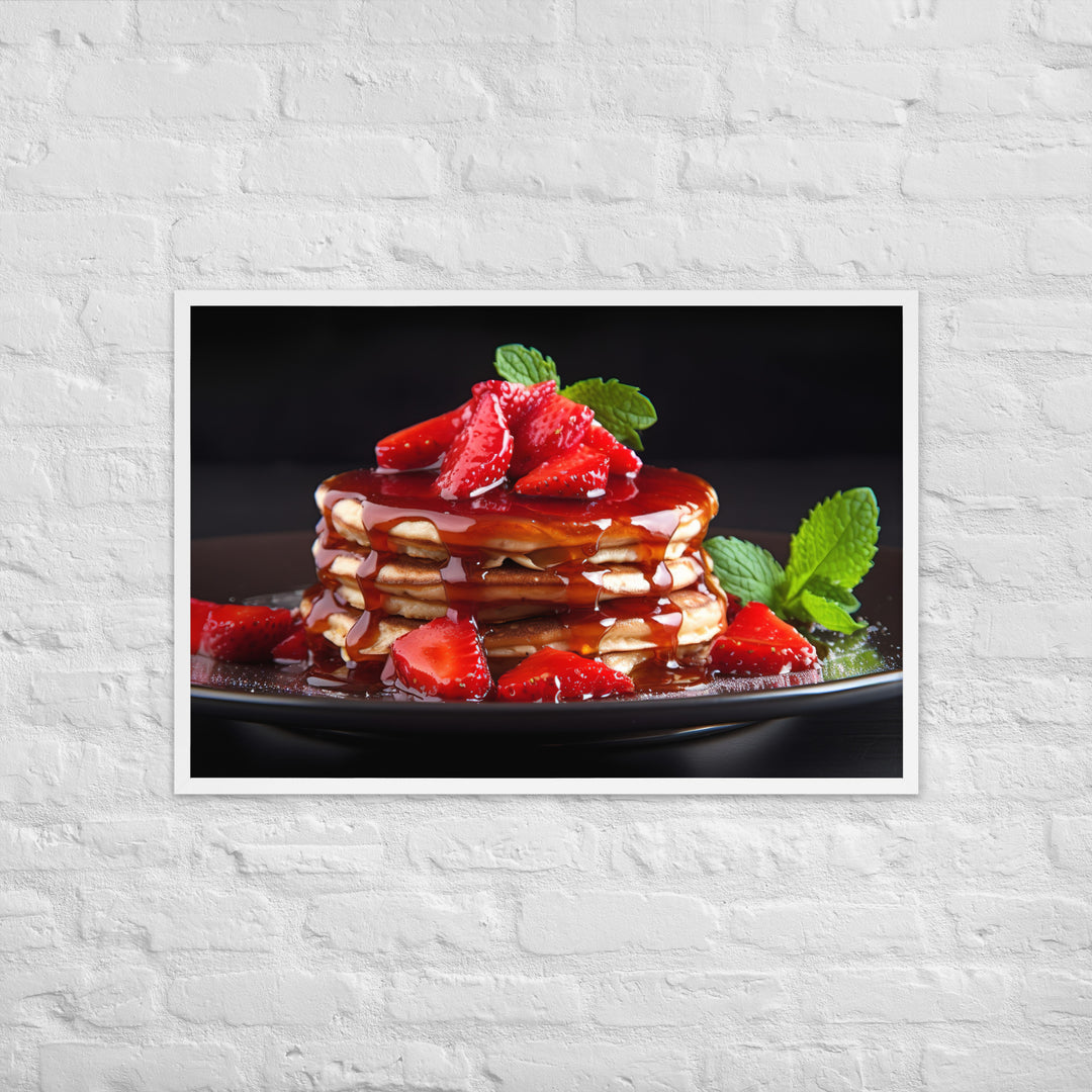 Strawberry Pancakes Framed poster 🤤 from Yumify.AI