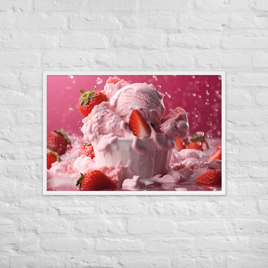 Strawberry Ice Cream Framed poster 🤤 from Yumify.AI