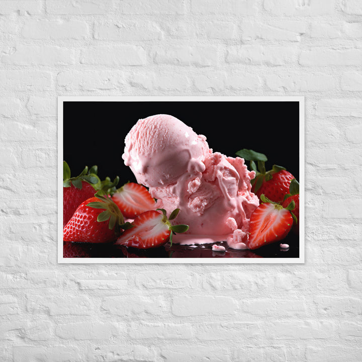 Strawberry Ice Cream Framed poster 🤤 from Yumify.AI