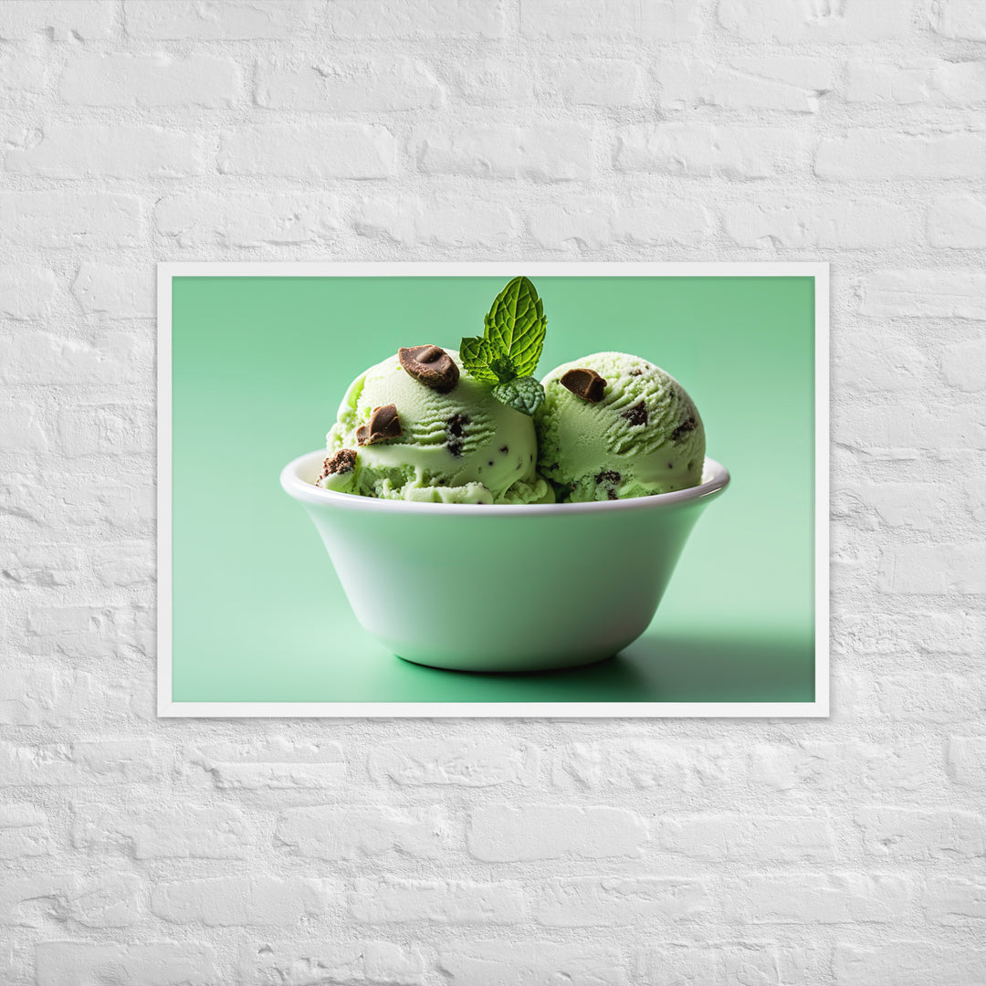 Mint Chocolate Chip Ice Cream Framed poster 🤤 from Yumify.AI