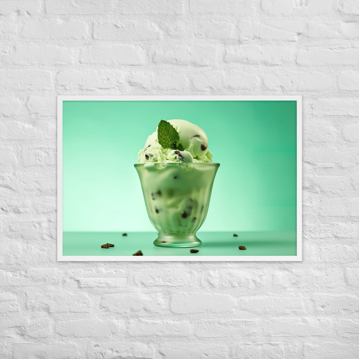 Mint Chocolate Chip Ice Cream Framed poster 🤤 from Yumify.AI