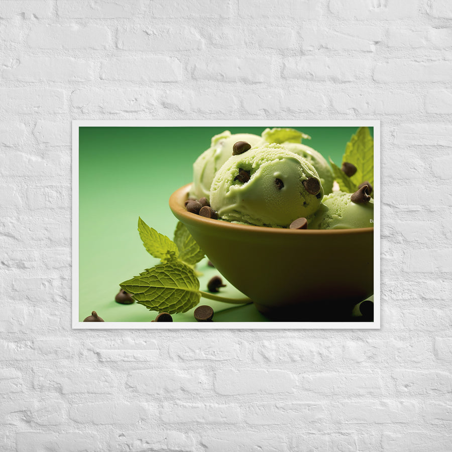 Mint Chocolate Chip Ice Cream Framed poster 🤤 from Yumify.AI