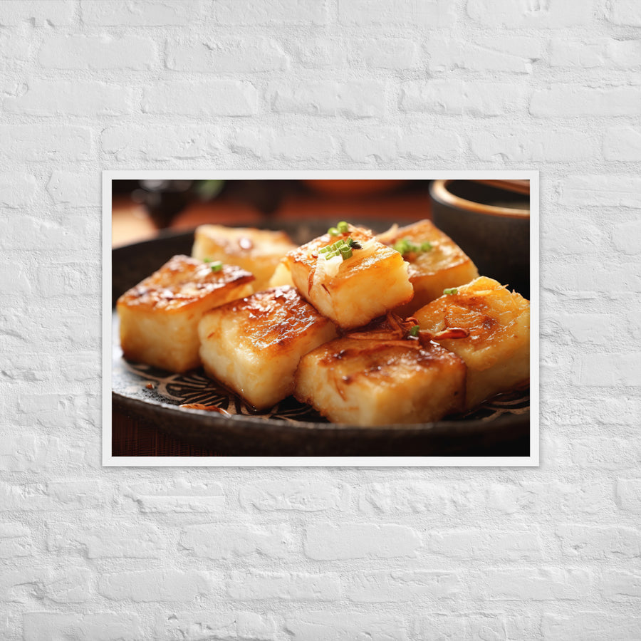 Pan Fried Turnip Cake Framed poster 🤤 from Yumify.AI