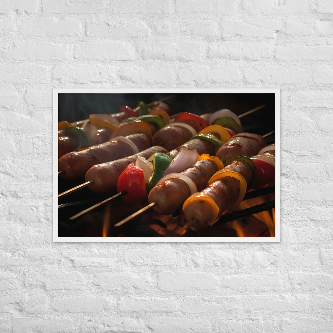 Sausage Skewers Framed poster 🤤 from Yumify.AI